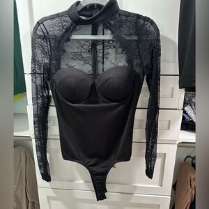 Fashion Nova Black Lace Bodysuit
